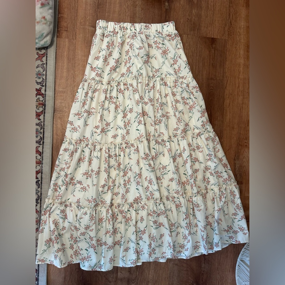 Princess Polly Floral Cream Maxi Skirt